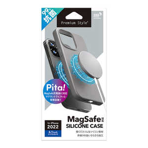 PGA iPhone 14 Pro 6.1インチ MagSafe対応 抗菌スリムシリコンケース [グレー] Premium Style グレー PG-22QMGSC02GY