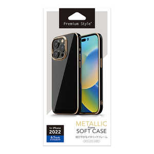PGA iPhone 14 Pro 6.1インチ メタリックフレーム ソフトケース [ブラック] Premium Style ブラック PG-22QTP03BK