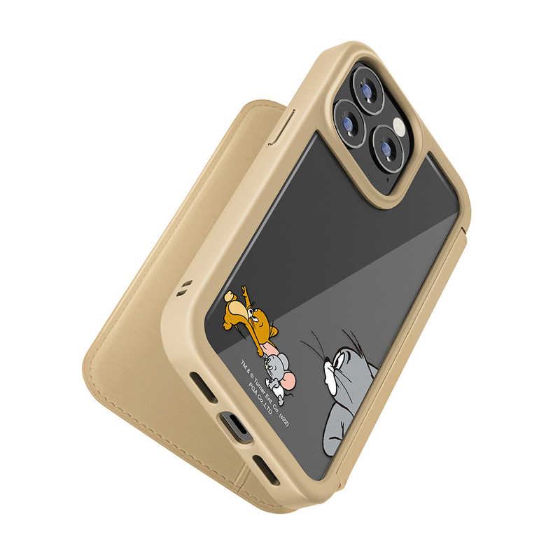 PGA PGA iPhone 14 Pro 6.1インチ ガラスフリップケース トムとジェリー/ベージュ Premium Style トムとジェリー/ベージュ PGWGF22Q01TAJ PGWGF22Q01TAJ