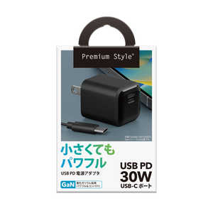 PGA USB PD 電源アダプタ ブラック Premium Style ブラック PGPD30AD01BK