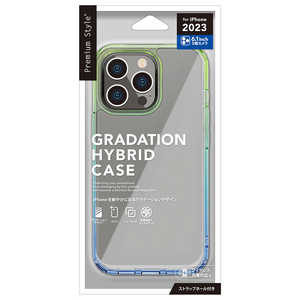 PGA iPhone 15 Pro(6.1インチ)グラデーションハイブリッドケース Premium Style グリーン×ブルー PG-23BPT11GR