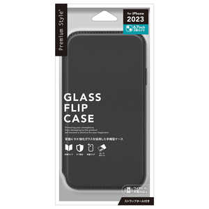 PGA iPhone 15 Plus(6.7インチ) ガラスフリップケース Premium Style ブラック PG-23CGF01BK