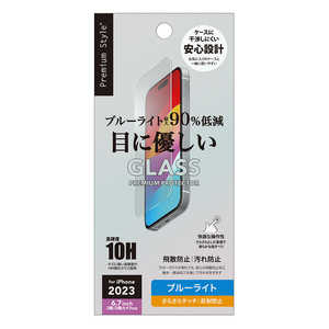 PGA iPhone 15 Plus(6.7�C���`) / 15 Pro Max(6.7�C���`) �t���ی�K���X �m�u���[���C�g�ጸ/�A���`�O���A�n Premium Style PG-23CGL09BL