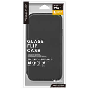 PGA iPhone 15 Pro Max(6.7インチ) ガラスフリップケース Premium Style ブラック PG-23DGF01BK