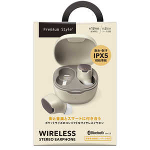 PGA 完全ワイヤレス ステレオイヤホン カナルタイプ Premium Style [ ワイヤレス ( 左右分離 ) / Bluetooth 対応 ] ベージュ PG-BTE17TW5BE