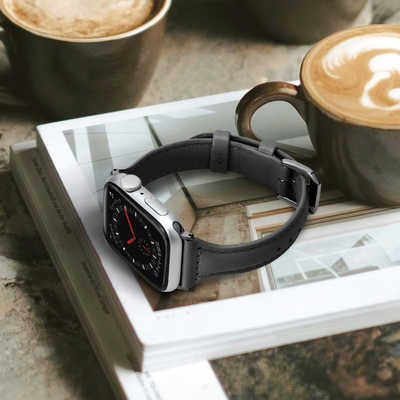 PGA Apple Watch 42/41/40/38mm用 PUレザーバンド ブラック 