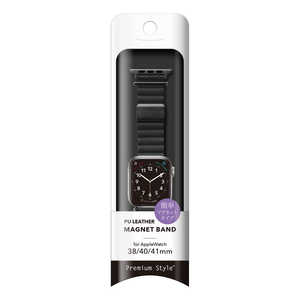 PGA Apple Watch 42/41/40/38mm用 PUレザーマグネットバンド ブラック PGAW41MG01BK PGA Apple Watch 42/41/40/38mm用 PUレザーマグネットバンド ブラック PGAW41MG01BK