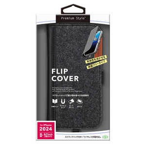 PGA iPhone 16(6.1インチ)フリップカバー Premium Style フェルト/ブラック PG-24AFP07BK PGA iPhone 16(6.1インチ)フリップカバー Premium Style フェルト/ブラック PG-24AFP07BK