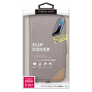 PGA iPhone 16(6.1インチ)フリップカバー Premium Style キャンバス/ライトグレー PG-24AFP11GY PGA iPhone 16(6.1インチ)フリップカバー Premium Style キャンバス/ライトグレー PG-24AFP11GY