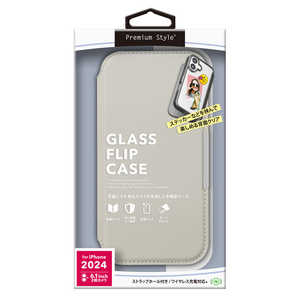 PGA iPhone 16(6.1インチ)ガラスフリップケース Premium Style サフィアーノ調/グレー PG-24AGF05GY PGA iPhone 16(6.1インチ)ガラスフリップケース Premium Style サフィアーノ調/グレー PG-24AGF05GY