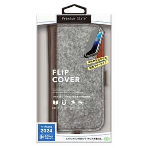 PGA iPhone 16 Pro(6.3インチ) フリップカバー Premium Style フェルト/グレー PG-24BFP08GY PGA iPhone 16 Pro(6.3インチ) フリップカバー Premium Style フェルト/グレー PG-24BFP08GY