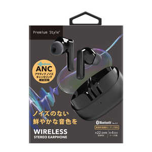 PGA アクティブノイズキャンセリング搭載 完全ワイヤレスイヤホン Premium Style ［ワイヤレス(左右分離) / ノイズキャンセリング対応 / Bluetooth 対応］ ブラック PG-BTE19TW1BK