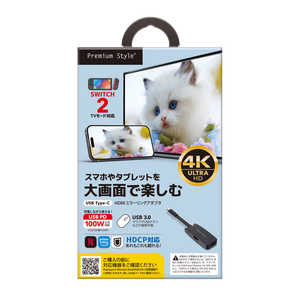 PGA USB Type-Cコネクタ HDMIミラーリング アダプタ Premium Style ブラック PG-SMTVAD1BK