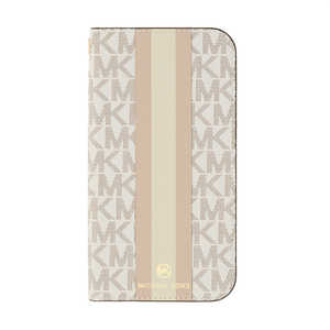 マイケルコース MICHAEL KORS - Folio Case Stripe with Tassel Charm for iPhone 12/12 Pro [ Vanilla ] MKSTVNLFLIP2061