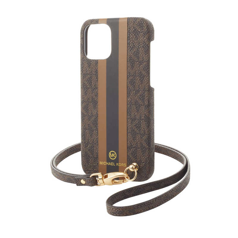 マイケルコース マイケルコース Slim Wrap Case Stripe with Neck Strap - Magsafe for iPhone 12/12 Pro [ Brown ] ブラウン MKPNBRWWPIP2061 MKPNBRWWPIP2061