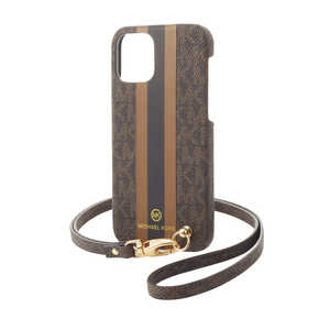 マイケルコース Slim Wrap Case Stripe with Neck Strap - Magsafe for iPhone 12/12 Pro [ Brown ] ブラウン MKPNBRWWPIP2061