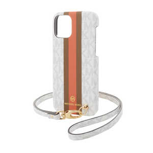 マイケルコース Slim Wrap Case Stripe with Neck Strap - Magsafe for iPhone 12 mini [ Bright White ] ブライトホワイト MKPNBGWWPIP2054