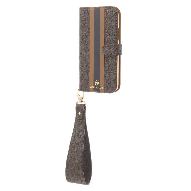 マイケルコース マイケルコース Folio Case Stripe with Hand Strap - Magsafe for iPhone 12 mini [ Brown ] ブラウン MKPHBRWFLIP2054 MKPHBRWFLIP2054