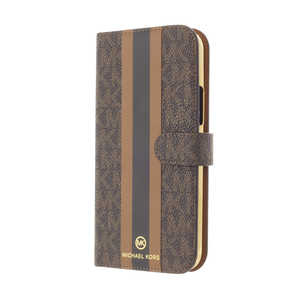 マイケルコース Folio Case Stripe with Hand Strap - Magsafe for iPhone 12 mini [ Brown ] ブラウン MKPHBRWFLIP2054