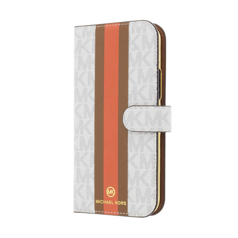 マイケルコース マイケルコース Folio Case Stripe with Hand Strap - Magsafe for iPhone 12 mini [ Bright White ] ブライトホワイト MKPHBGWFLIP2054 MKPHBGWFLIP2054