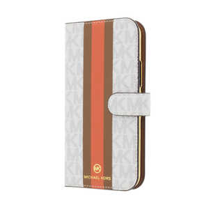 マイケルコース Folio Case Stripe with Hand Strap - Magsafe for iPhone 12 mini [ Bright White ] ブライトホワイト MKPHBGWFLIP2054