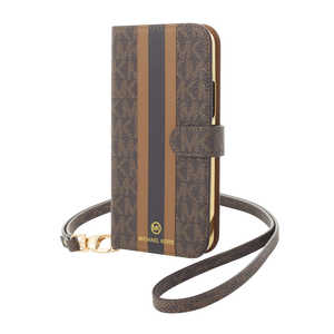 ޥ륳 Folio Case Stripe with Neck Strap - Magsafe for iPhone 12 mini [ Brown ] ֥饦 MKPNBRWFLIP2054