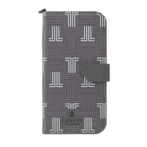 ランバン Folio Case Signature with Neck Strap for iPhone 13 [ Gray ] LANVIN COLLECTION LCSIGRYFLNSIP2161