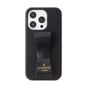 ランバン Slim Wrap Case Stand & Ring Ribbon for iPhone 14 Pro 3眼 [ Black ] LANVIN en Bleu LBBLKSRIP2261P