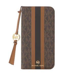マイケルコース Folio Case Stripe With Tassel Charm for MagSafe for iPhone 14 Pro 3眼 [ Brown ] MKSTTCBRWFLIP2261P