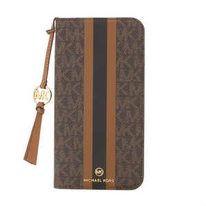 マイケルコース Folio Case Stripe With Tassel Charm for MagSafe for iPhone 14 Plus 2眼 [ Brown ] MKSTTCBRWFLIP2261M