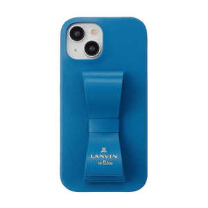 ランバン Slim Wrap Case Stand ＆ Ring Ribbon iPhone 15 LANVIN en Bleu Navy LBNVYSRIP2361