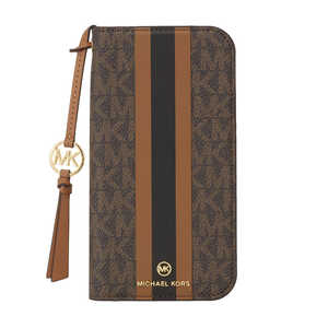 マイケルコース Folio Case Stripe TasselCharm Magsafe iPhone 15 Pr MICHAEL KORS Brown MKSTTCBRWFLIP2361P