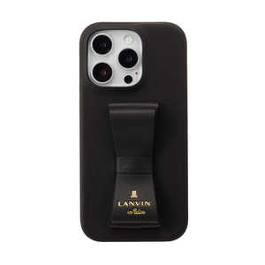 �����o�� LANVIN en Bleu - Slim Wrap Case Stand �� Ring Ribbon for iPhone 16 Pro (6.3�C���`) Black LBBLKSRIP2463P