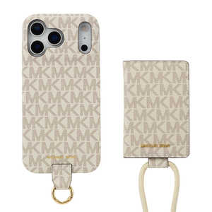 }CPR[X MICHAEL KORS - Wrap Case Magsafe Card Wallet with Strap for iPhone 17 Pro MAX m Vanilla n MKWSCWVNLPWIP2569