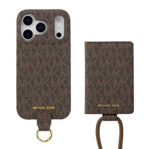 マイケルコース MICHAEL KORS - Wrap Case Magsafe Card Wallet with Strap for iPhone 17 Pro ［ Brown ］ MICHAEL KORS MKWSCWBRNPWIP2563P