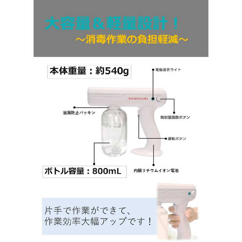 ロジック ロジック らくらく除菌ガンスプレー (800ml) ホワイト TOMO-001 TOMO-001