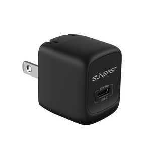 SUNEAST PD対応USB急速充電器 30w USB-C ［1ポート / USB Power Delivery対応 / GaN(窒化ガリウム) 採用］ ブラック SE-AC030BN002BKF