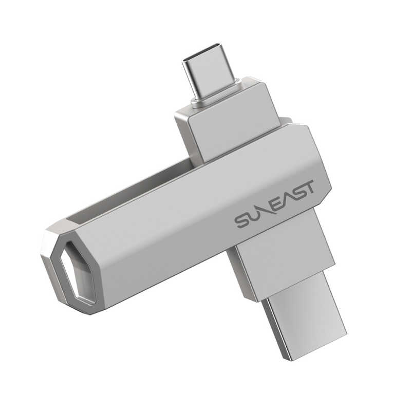 SUNEAST SUNEAST 外付けSSD スティック型 Revolve R5 シリーズ 512GB USB 3.2(Gen 2)USB Type C/USB-A両対応 回転式カバー シルバー ［ポータブル型］ SE-PS0512G2LO1SF SE-PS0512G2LO1SF