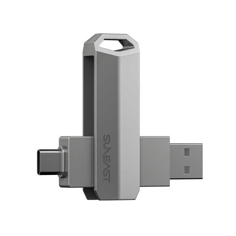 SUNEAST SUNEAST 外付けSSD スティック型 Revolve R5 シリーズ 512GB USB 3.2(Gen 2)USB Type C/USB-A両対応 回転式カバー シルバー ［ポータブル型］ SE-PS0512G2LO1SF SE-PS0512G2LO1SF