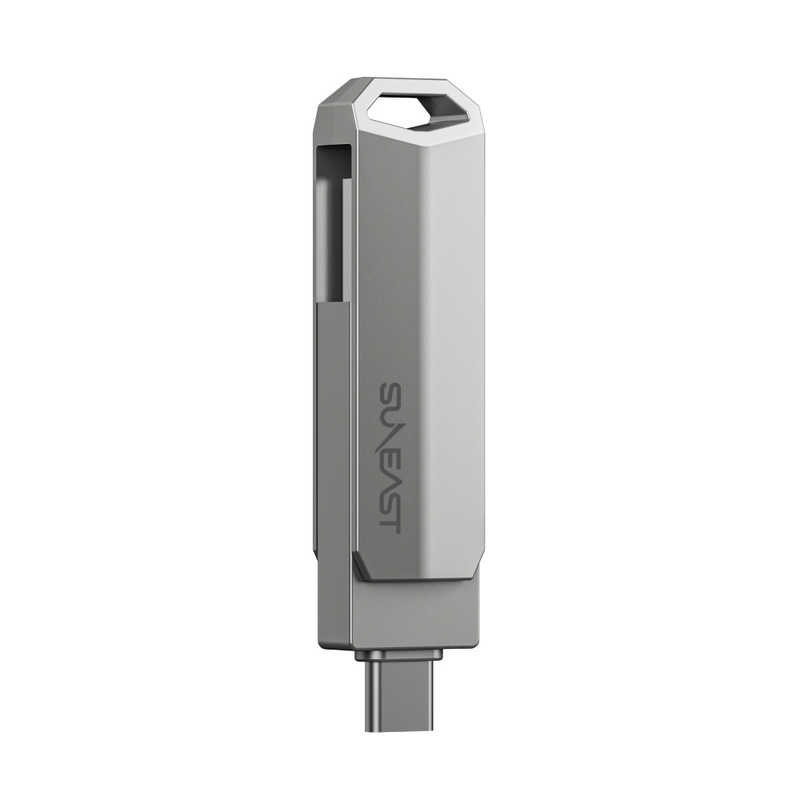 SUNEAST SUNEAST 外付けSSD スティック型 Revolve R5 シリーズ 512GB USB 3.2(Gen 2)USB Type C/USB-A両対応 回転式カバー シルバー ［ポータブル型］ SE-PS0512G2LO1SF SE-PS0512G2LO1SF