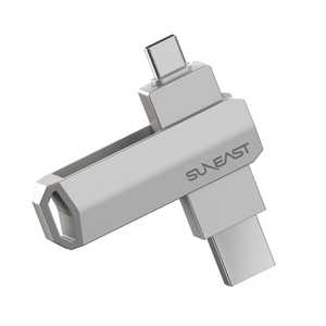 SUNEAST 外付けSSD スティック型 Revolve R5 シリーズ 512GB USB 3.2(Gen 2)USB Type C/USB-A両対応 回転式カバー シルバー ［ポータブル型］ SE-PS0512G2LO1SF