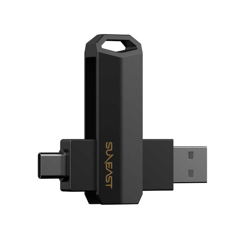 SUNEAST SUNEAST 外付けSSD スティック型 Revolve R10 シリーズ 512GB USB 3.2(Gen 2)USB Type C/USB-A両対応 回転式カバー s ブラック ［ポータブル型］ SE-PS0512G2LO1BF SE-PS0512G2LO1BF
