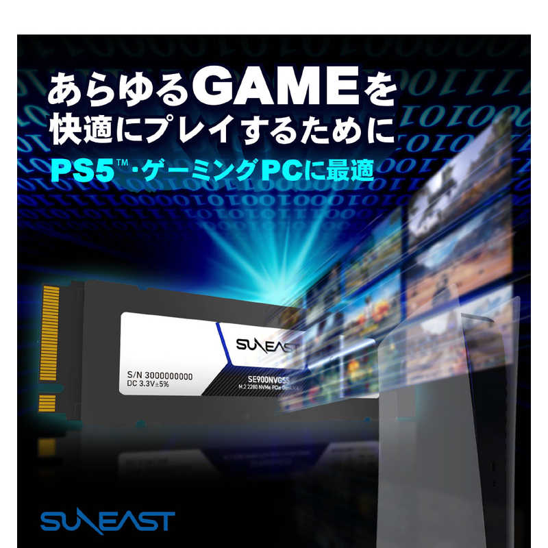 SUNEAST SUNEAST 内蔵SSD M2 2280 NVMe 3D TLC SSDGen4×4 DRAM標準搭載＆ヒートシンク付ハイスピードモデル 2TB｢バルク品｣ SE900NVG55-02TB SE900NVG55-02TB