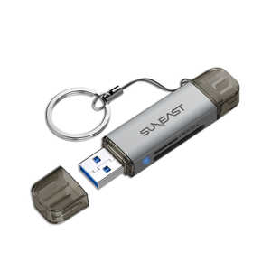 SUNEAST コンパクトSD/microSDカードリーダー USB Type-C/Type-A対応 最大転送速度170MB/s ［スマホ・タブレット対応］ SE-RWMASDU1S1D2