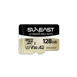 SUNEAST ULTIMATE PRO S275 GOLD EVO microSDXC�J�[�h �ő�Ǎ����x250MB/s �ő发�����x220MB/s SD�ϊ��A�_�v�^�[�t �mClass10 / 128GB�n SE-MS1128G23G1F