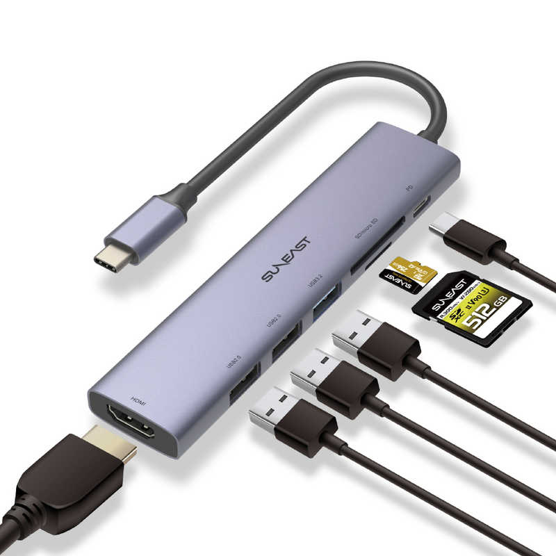 SUNEAST SUNEAST USB PD対応 ドッキングステーション/USBハブ［バスパワー /7ポート /USB 3.2 Gen1対応 /USB Power Delivery対応］ SE-DSRC71A3MSDP SE-DSRC71A3MSDP