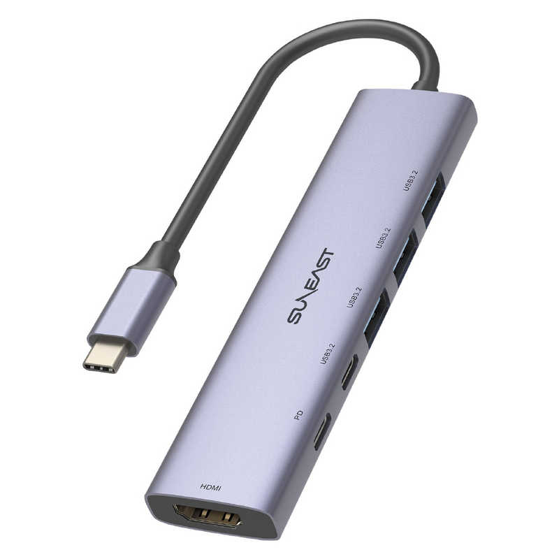 SUNEAST SUNEAST USB PD対応 ドッキングステーション USBハブ [バスパワー /6ポート /USB 3.2 Gen1対応 /USB Power Delivery対応] SE-DSRC61A2C1DP SE-DSRC61A2C1DP