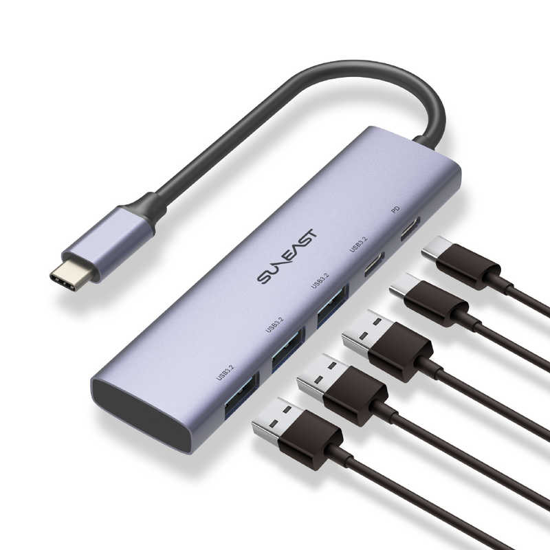 SUNEAST SUNEAST USB PD対応 ドッキングステーション USBハブ [バスパワー /6ポート /USB 3.2 Gen1対応 /USB Power Delivery対応] SE-DSRC61A2C1DP SE-DSRC61A2C1DP