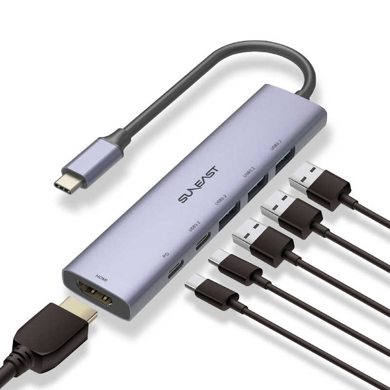 SUNEAST SUNEAST USB PD対応 ドッキングステーション USBハブ [バスパワー /6ポート /USB 3.2 Gen1対応 /USB Power Delivery対応] SE-DSRC61A2C1DP SE-DSRC61A2C1DP