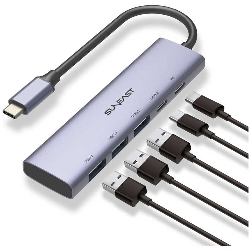 SUNEAST SUNEAST ［USB-C オス→メス USB3.2typeCx1/USB3.2typeAx3/USB PD給電専用x1］USB PD対応 ドッキングステーション/USBハブ SE-DSRC51A3C1P SE-DSRC51A3C1P